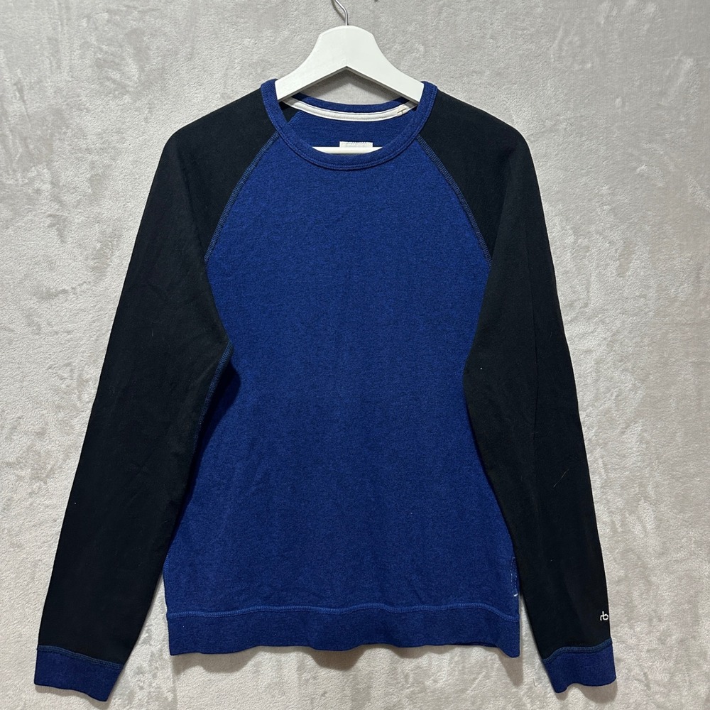 Rag & Bone Standard Issue Mens Raglan Long Sleeve Sweatshirt Blue Black Small